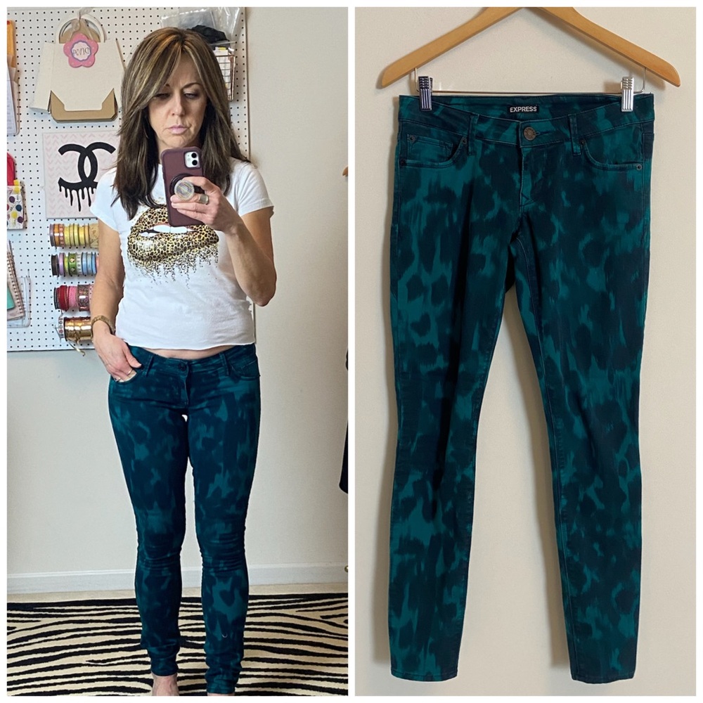 EXPRESS Teal Blue Skinny Jeans Low Rise SIZE 2